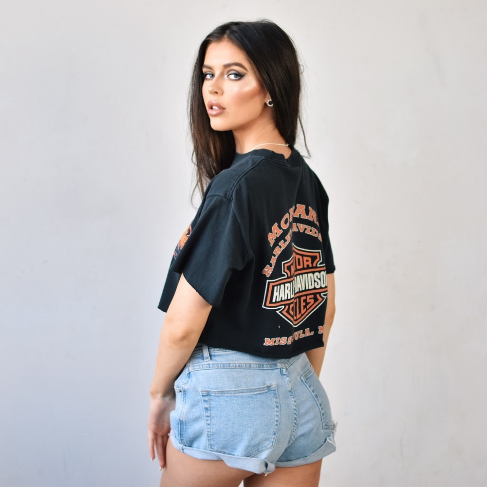 Harley-Davidson Eagle Motif Logo Crop Top T-Shirt - Picture 5 of 8